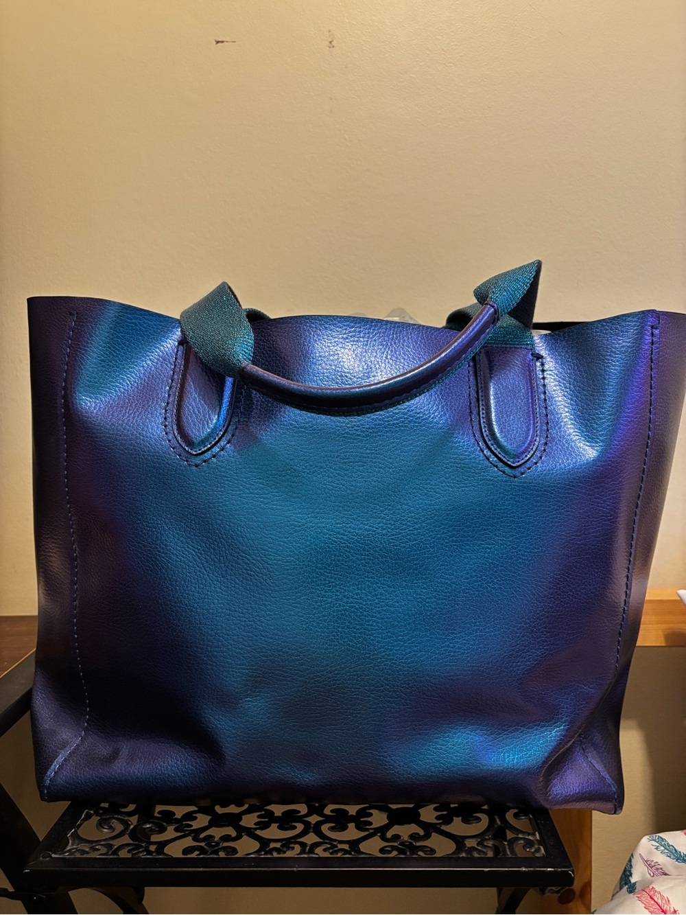 Coach Iridescent Blue-Purple Leather Tote
